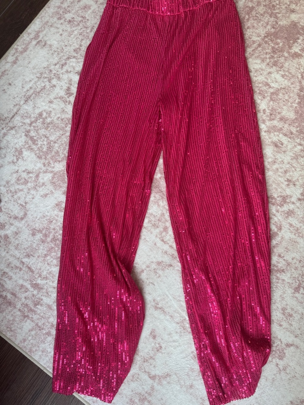 Bright Fuchsia Sequin Wide-Leg Pants pink